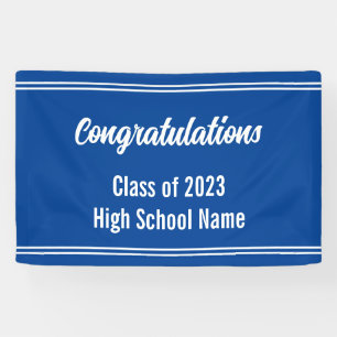 Congratulations Deep Blue and White High School Banner