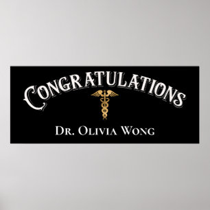 Congratulations Doctor Physician Caduceus Gold Poster