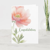 Congratulations Elegant Large Watercolor Flower