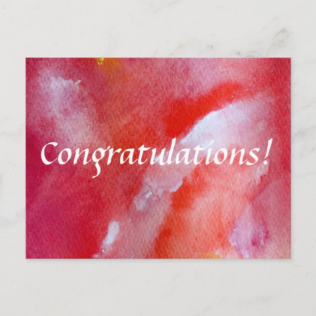 Congratulations elegant pink and red Postcard (Front)
