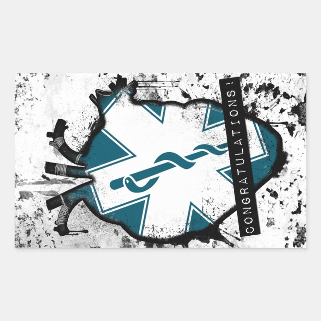 congratulations emergency medical services worker rectangular sticker (Front)