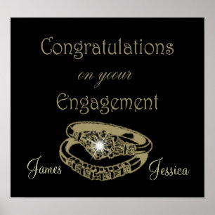 Congratulations Engagement Rings Customisable Post Poster