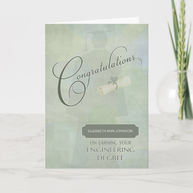 Congratulations Engineering Degree Graduate w-name Card (Front)