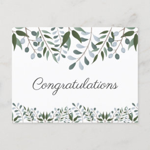 Congratulations Eucalyptus Greenery Floral Postcard