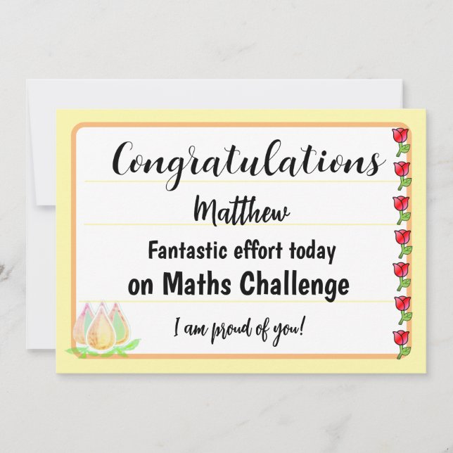 Congratulations Fantastic Effort Today Card (Front)