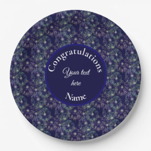 Congratulations Fireworks Personalised     Paper Plate