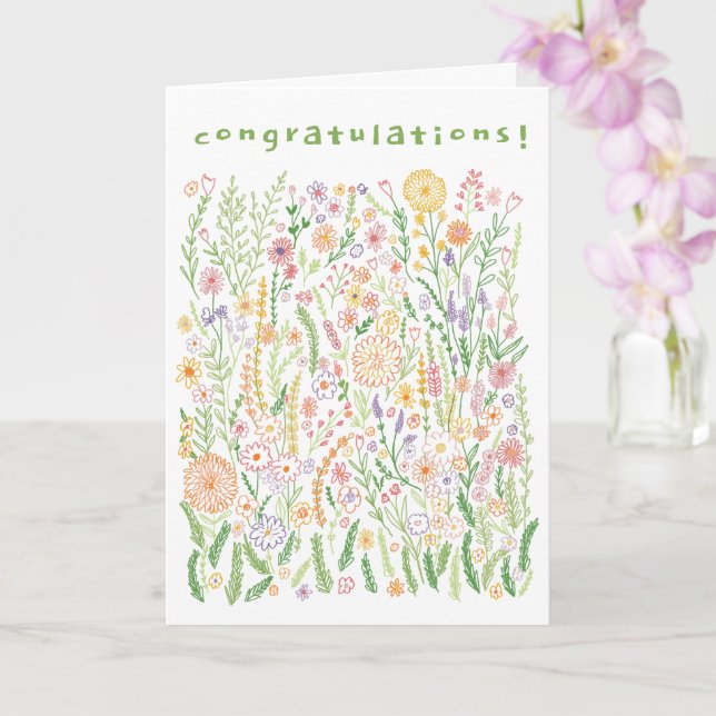 CONGRATULATIONS Flowers Fields Meadow Floral  Card (Orchid)