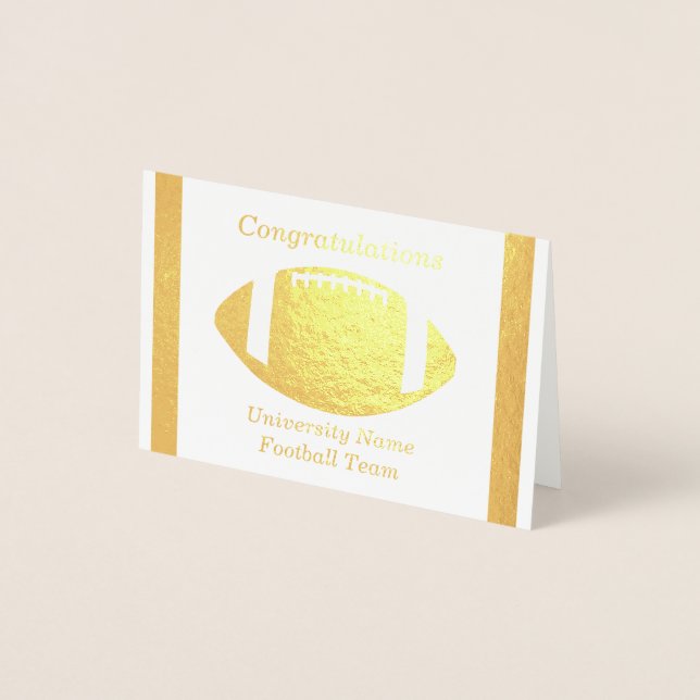 Congratulations Football Player Acceptance Note. Foil Card (Front)