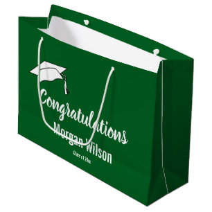 Congratulations for Graduate Dark Green and White Large Gift Bag