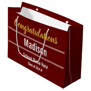 Congratulations for Graduate on Dark Red Large Gift Bag