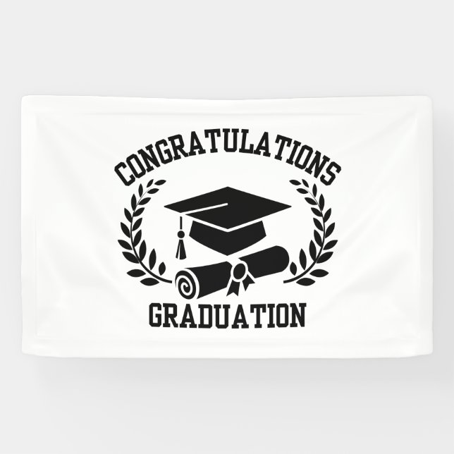 Congratulations For Graduation 2.5x4 Vinyl Banner (Horizontal)