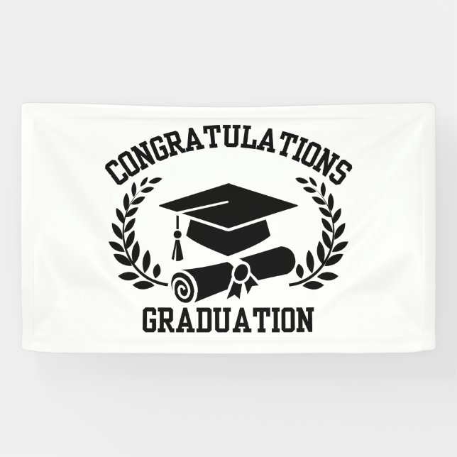 Congratulations For Graduation 3x5 Vinyl Banner (Horizontal)