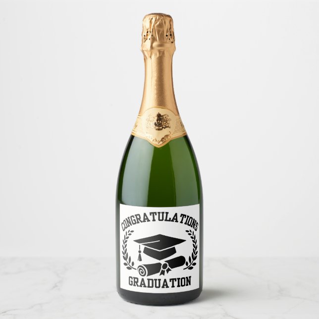Congratulations For Graduation Sparkling Wine Labe Label (Front)