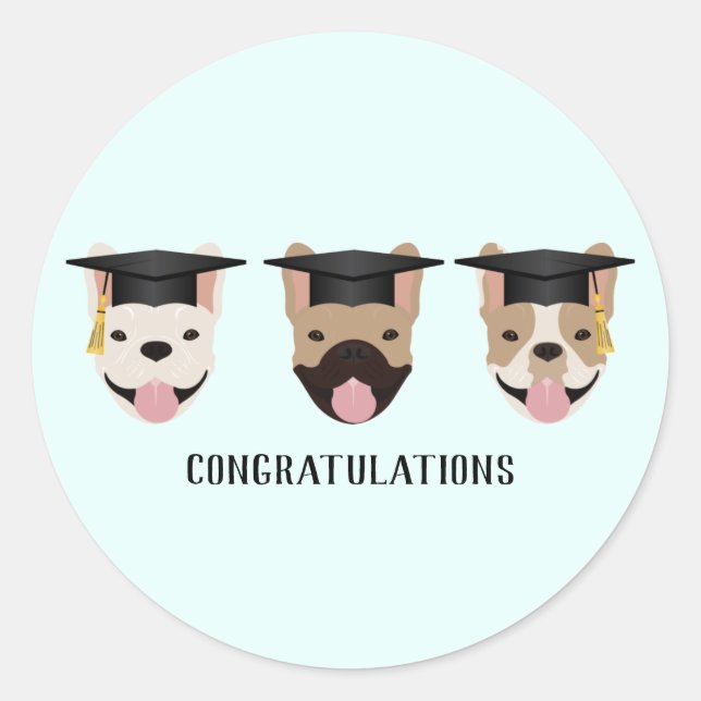Congratulations French Bulldogs Classic Round Sticker (Front)