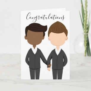 Congratulations Gay Wedding Interracial Men Couple Card