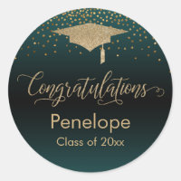 Congratulations Gold Confetti Graduation Teal