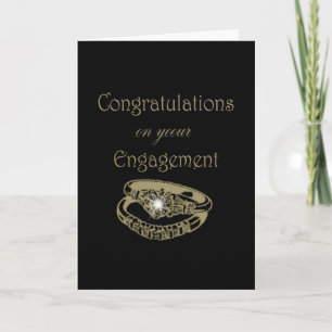 Congratulations Gold Engagement Rings Card