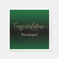 Congratulations Gold Glitter Green & Black Ombre