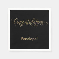 Congratulations Gold Glitter Typography on Black