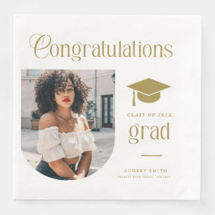 Congratulations Gold Grad Photo Graduation Arch Napkin
