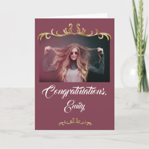 Congratulations Gold Ornament Photo Graduation Card