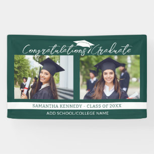  Congratulations Grad 2025 Green And White Photo Banner