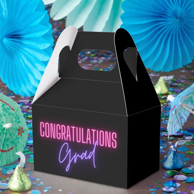 congratulations grad, black pink purple minimalist favour box (Party)