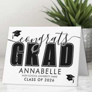 Congratulations Grad Black White Graduation Card
