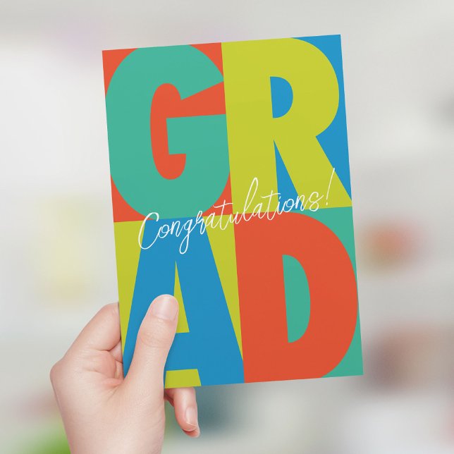 Congratulations grad bold colourful graduation card (Creator Uploaded)