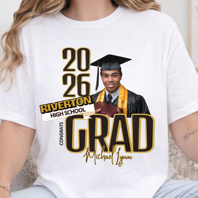Congratulations Grad Class of 2028 Custom Photo T-Shirt (Creator Uploaded)