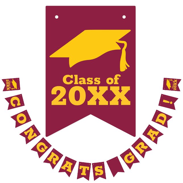 Congratulations Grad Gold on Maroon  Bunting (Creator Uploaded)