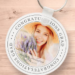 Congratulations Grad Modern Simple Elegant Photo Key Ring<br><div class="desc">This simple and classic design is composed of serif typography and add a custom photo.</div>