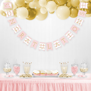 Congratulations Grad Pink Gold Party Bunting