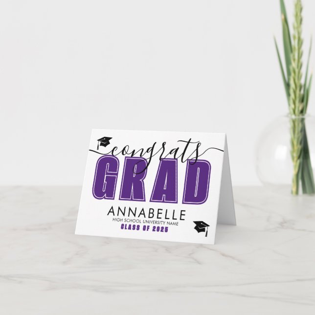 Congratulations Grad Purple Graduation Card (Front)