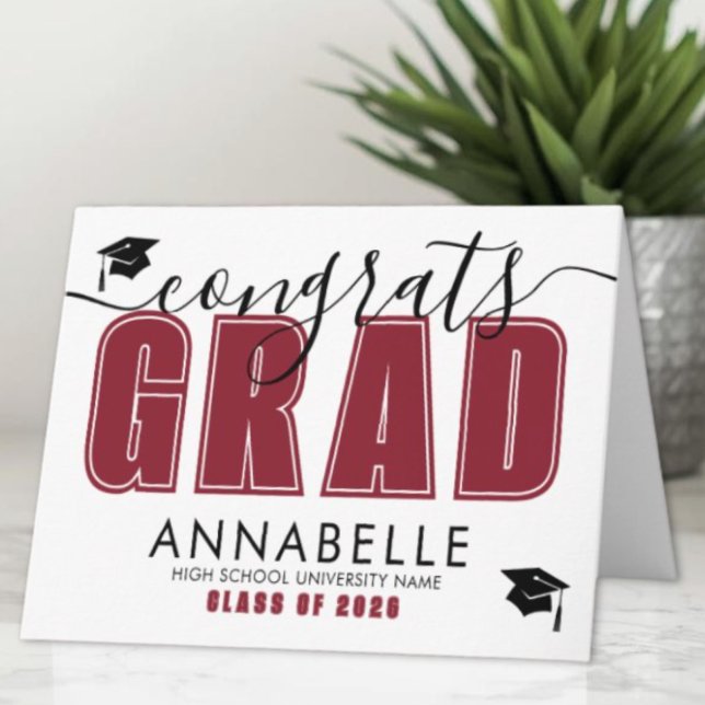 Congratulations Grad Red Graduation Card (Congratulations Grad Red Graduation Card)