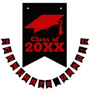 Congratulations Grad Scarlet Red on Black Bunting