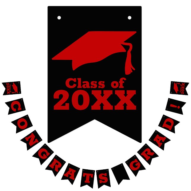 Congratulations Grad Scarlet Red on Black Bunting (Creator Uploaded)