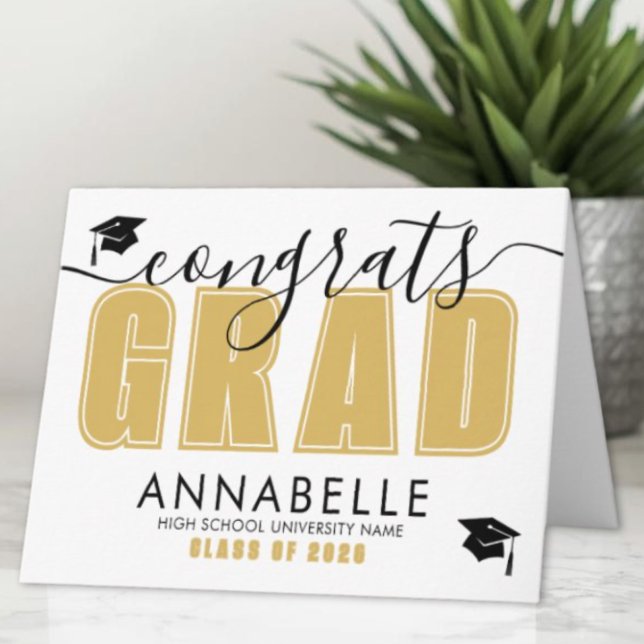 Congratulations Grad Yellow Gold Graduation Card (Congratulations Grad Yellow Gold Graduation Card)