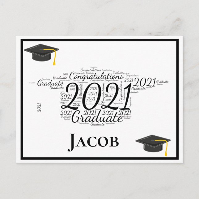 Congratulations Graduate 2021 Word Art Postcard (Front)