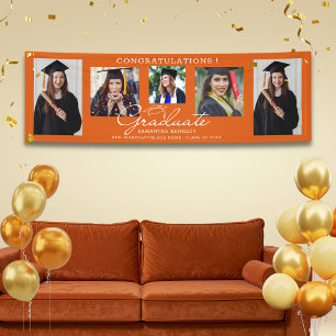 Congratulations Graduate 2026 Orange 5 Photo Banner