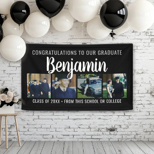 Congratulations Graduate 4 Photo Script Name Party Banner