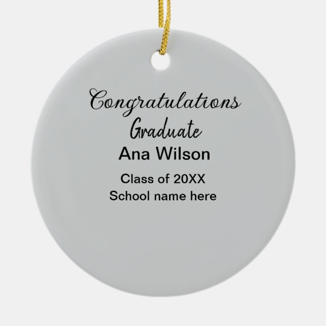 congratulations graduate add name class year schoo ceramic tree decoration (Front)