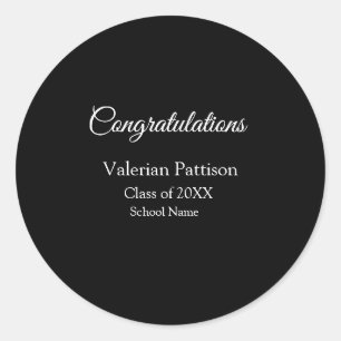 Congratulations graduate add school name simple mo classic round sticker