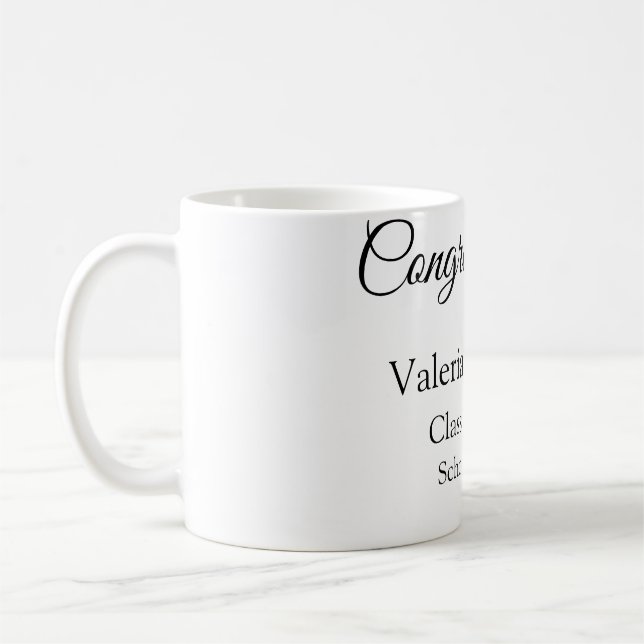 Congratulations graduate add school name simple mo coffee mug (Left)