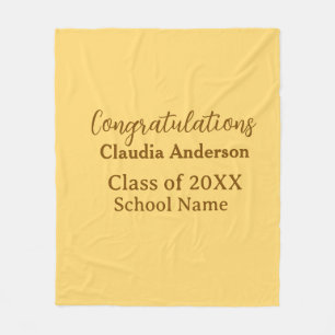 Congratulations graduate add school name simple mo fleece blanket