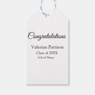 Congratulations graduate add school name simple mo gift tags