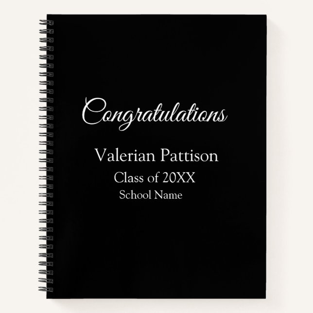 Congratulations graduate add school name simple mo notebook (Front)