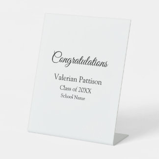 Congratulations graduate add school name simple mo pedestal sign