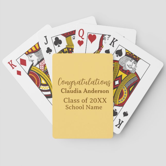 Congratulations graduate add school name simple mo playing cards (Back)