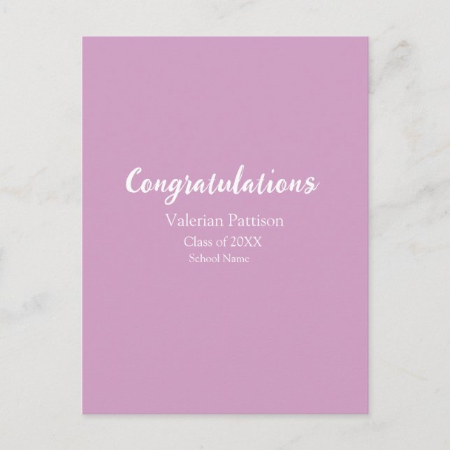Congratulations graduate add school name simple mo postcard (Front)